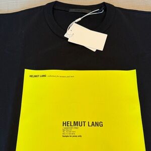 Helmut Lang 2021 Black Sample Press Tee with Yellow Graphic